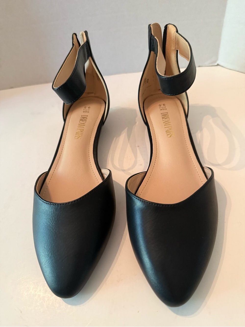 Dream Pairs Navy Pointed Ankle-Strap Low Wedge Flats Women’s 9.5 NEW